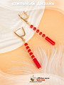 Серьги из коралла и гематита
