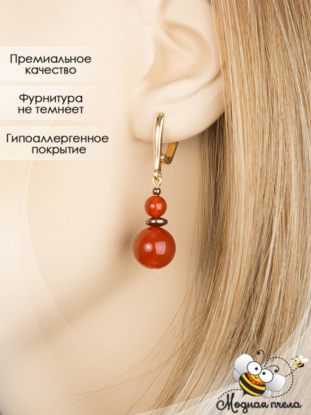 Серьги с сердоликом